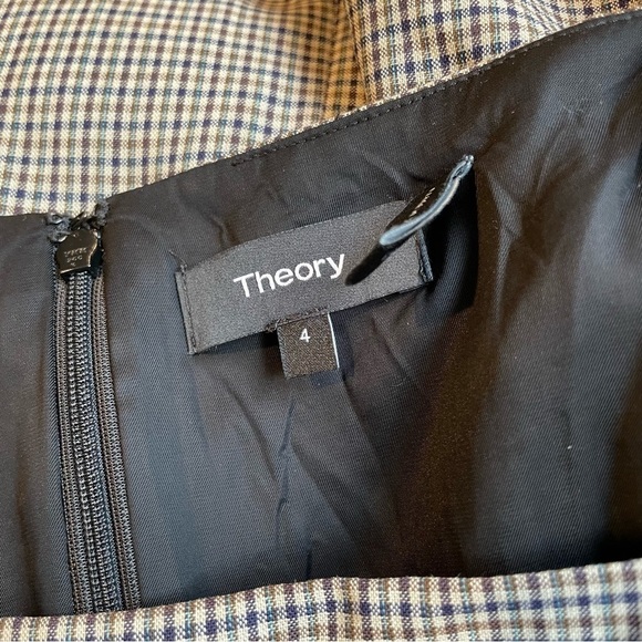 Theory Plaid Check Square Neck Dress Sleeveless Mini Women's Size 4 Wool Y2K - Picture 4 of 10